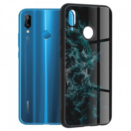 Husa Huawei P20 Lite cu sticla securizata, Techsuit Glaze - Blue Nebula