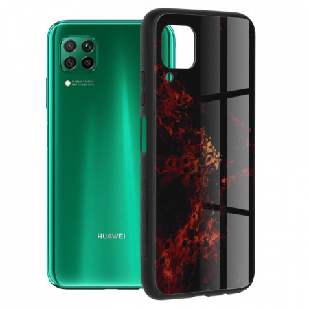 Husa Huawei P40 Lite cu sticla securizata, Techsuit Glaze - Red Nebula