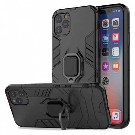 Husa iPhone 11 Pro cu inel, Techsuit Silicone Shield - Negru
