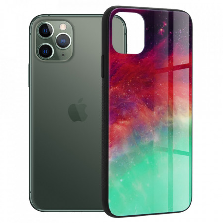 Husa iPhone 11 Pro cu sticla securizata, Techsuit Glaze - Fiery Ocean
