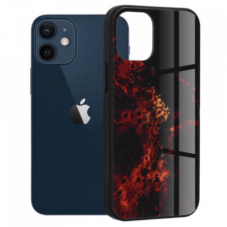 Husa iPhone 12 / 12 Pro cu sticla securizata, Techsuit Glaze - Red Nebula