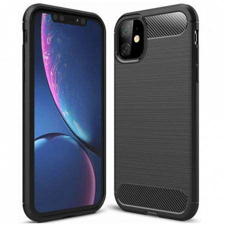 Husa iPhone 12 Mini, Carbon Silicone, Techsuit - Negru