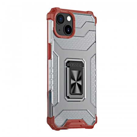 Husa iPhone 13, Functie magnetica, Crystal Ring - Red