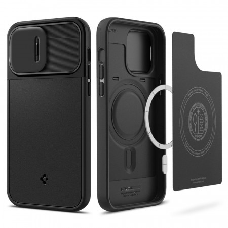 Husa iPhone 14 Pro Max Spigen Optik Mag Armor - Black