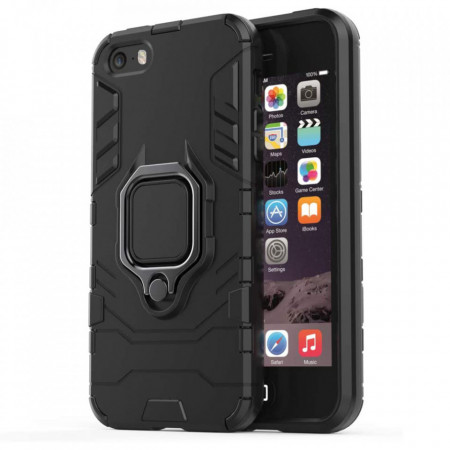 Husa iPhone 5 / 5S cu inel, Techsuit Silicone Shield - Negru