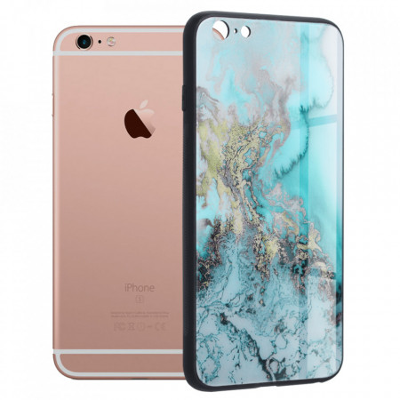 Husa iPhone 6 / 6S cu sticla securizata, Techsuit Glaze - Blue Ocean