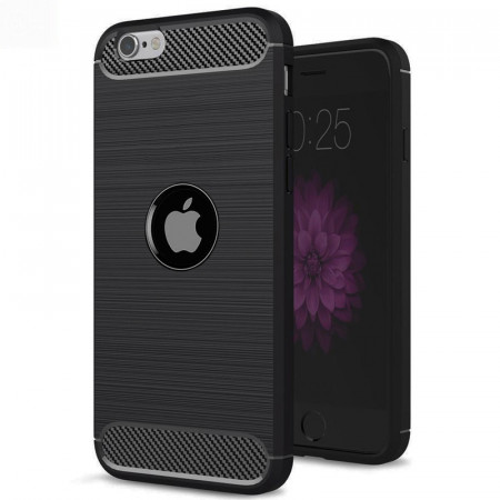 Husa iPhone SE 2, SE 2020, Carbon Silicone, TechSuit - Negru