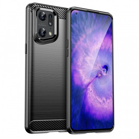 Husa Oppo Find X5 Pro, Carbon Silicon Techsuit - Negru