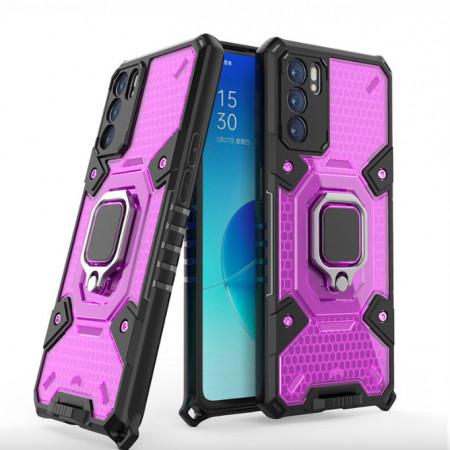 Husa Oppo Reno 6 5G cu inel, Techsuit Honeycomb - Rose-Violet