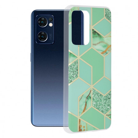 Husa OPPO Reno 7 5G 4G Marble Series, Techsuit - Green Hex