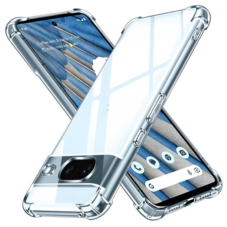 Husa pentru Google Pixel 8a , SKYDDAR INNOVATION, Shockproof Clear din Silicon Slim, Transparenta, set cu sticker