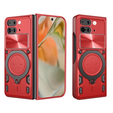 Husa pentru Google Pixel 9 Pro Fold, SKYDDAR INNOVATION, CamGuard Pro, Inel Magnetic, Protectie Camera, set cu sticker, Rosu