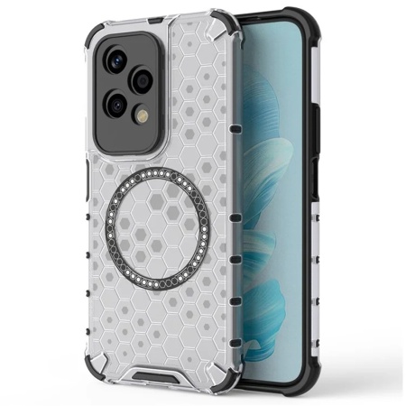 Husa pentru Honor 200 Lite, SKYDDAR INNOVATION, HoneyComb Shield MagSafe, Alb, set cu sticker