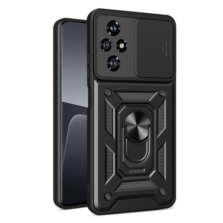 Husa pentru Honor 200, SKYDDAR INNOVATION, CamShield, Inel magnetic, set cu sticker, Negru