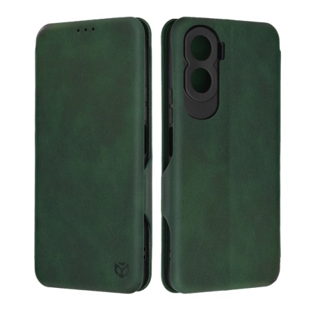 Husa pentru Honor 90 Lite, SKYDDAR INNOVATION, Safe Wallet tip carte din Piele Ecologica, Suport Carduri, Inchidere Magnetica, Verde, set cu sticker