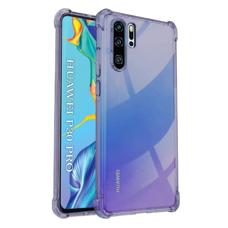 Husa pentru Huawei P30 Pro / P30 Pro New Edition, SKYDDAR INNOVATION, Shockproof Clear Silicone, Silicon Slim, set cu sticker, Fumuriu