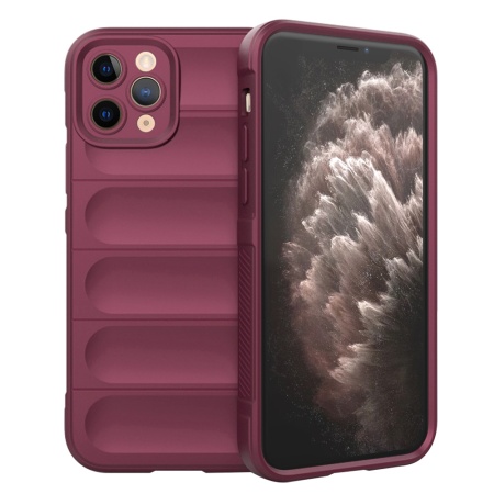 Husa pentru iPhone 11 Pro, SKYDDAR INNOVATION, Vogue, din Silicon Mat, Bordo, set cu sticker
