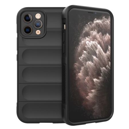 Husa pentru iPhone 11 Pro, SKYDDAR INNOVATION, Vogue, din Silicon Mat, Negru, set cu sticker