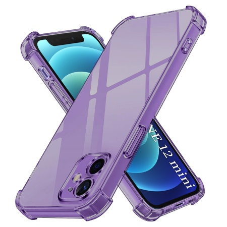 Husa pentru iPhone 12 mini, SKYDDAR INNOVATION, Shockproof Clear Silicone, Silicon Slim, set cu sticker, Fumuriu