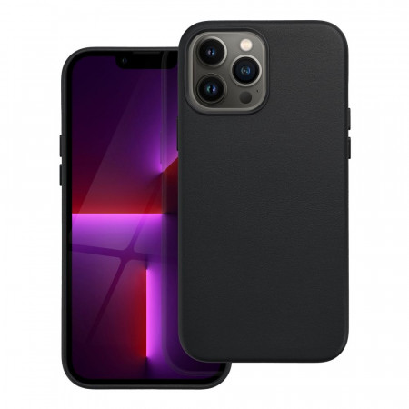 Husa pentru iPhone 13 Pro Max piele ecologica Mag Safe, Skyddar Leather - Negru
