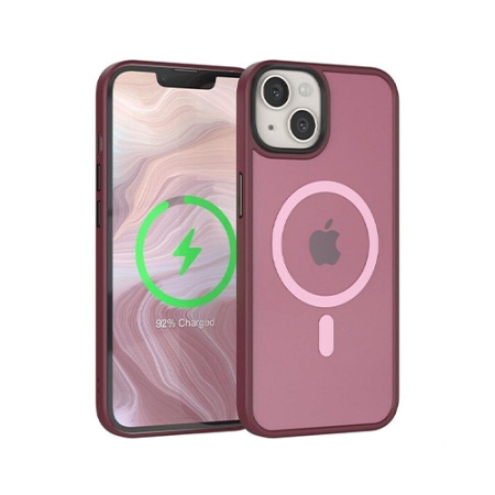Husa pentru iPhone 14 Plus Magsafe, ce absoarbe intens socurile, Skyddar Frosted - Bordo