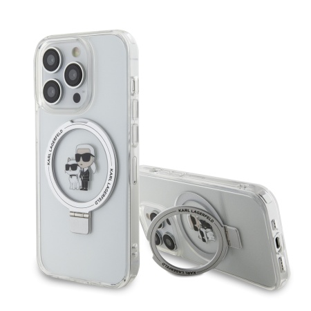 Husa pentru iPhone 14 Pro, Hardcase Ring Stand MagSafe, Karl Lagerfeld - Alb