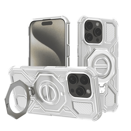 Husa pentru iPhone 15 Pro Max, Antisoc, SKYDDAR INOVATION, Carbon Shield PRO, Magsafe, set cu sticker, Alb