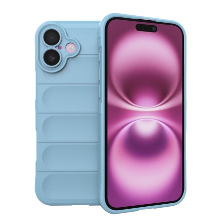 Husa pentru iPhone 16 Plus, SKYDDAR INNOVATION, Vogue, din Silicon Mat, Bleu, set cu sticker