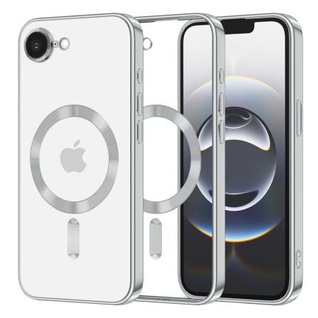 Husa pentru iPhone 16e, Luxury Shield Magsafe, Protectie Antisoc, set cu sticker, Argintiu