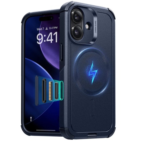 Husa pentru iPhone 17, Magsafe, ESR Cyber Halolock, Albastru