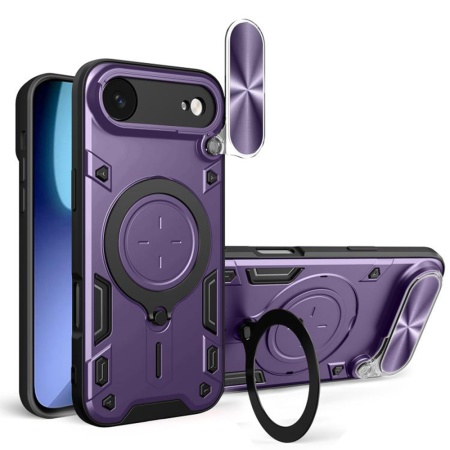 Husa pentru iPhone Air, SKYDDAR INNOVATION, CamGuard Pro, Inel Magnetic, Protectie Camera, set cu sticker, Mov