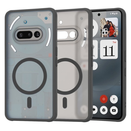 Husa pentru Nothing Phone (3a), SKYDDAR INNOVATION, Frosted MagSafe, Antisoc, set cu sticker, Negru