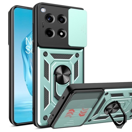 Husa pentru OnePlus 12R, SKYDDAR INNOVATION, CamShield, Inel magnetic, set cu sticker, Verde