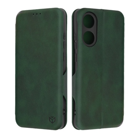 Husa pentru Oppo A78 4G, SKYDDAR INNOVATION, Safe Wallet tip carte din Piele Ecologica, Suport Carduri, Inchidere Magnetica, Verde, set cu sticker