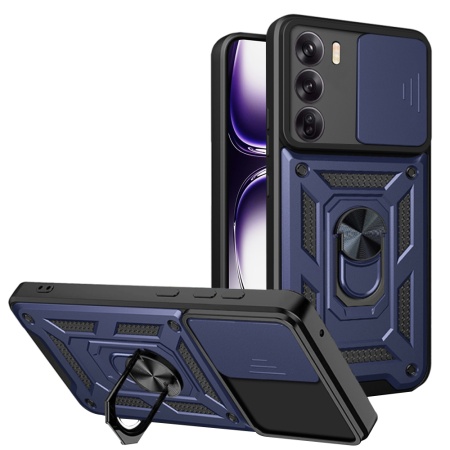 Husa pentru Oppo Reno12, SKYDDAR INNOVATION, CamShield, Inel magnetic, set cu sticker, Albastru