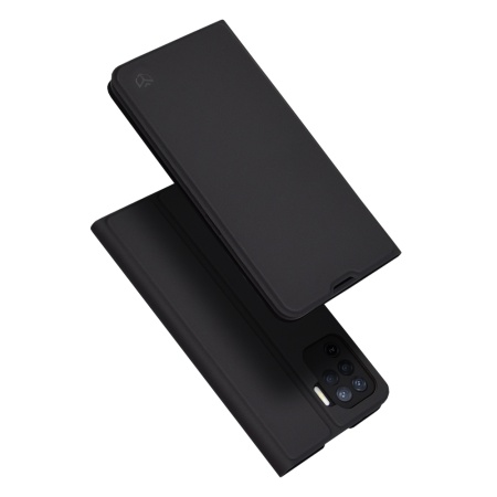 Husa pentru Oppo Reno5 Lite / A94 4G, SKYDDAR INNOVATION, Magskin Book, tip Carte cu Portofel Interior, set cu sticker, Negru