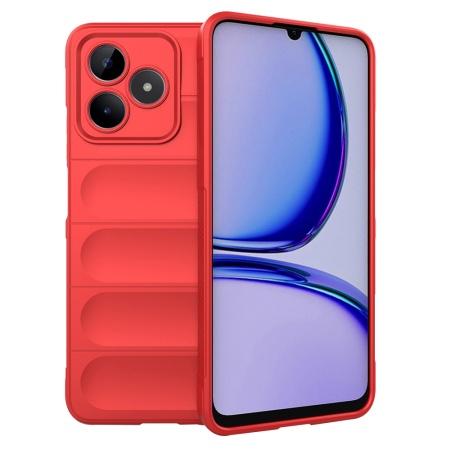 Husa pentru Realme C53, SKYDDAR INNOVATION, Magic Shield, din Silicon Mat, set cu sticker, Rosu