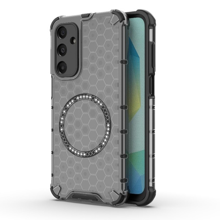 Husa pentru Samsung Galaxy A16 4G / Galaxy A16 5G, SKYDDAR INNOVATION, HoneyComb Shield MagSafe, Negru, set cu sticker
