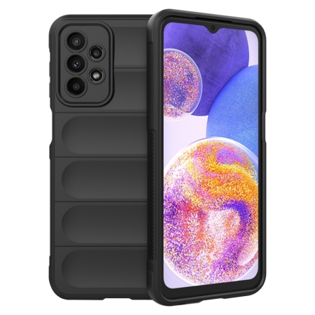 Husa pentru Samsung Galaxy A23 / Galaxy A23 5G, SKYDDAR INNOVATION, Magic Shield, din Silicon Mat, set cu sticker, Negru