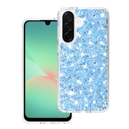 Husa pentru Samsung Galaxy A26 5G, SKYDDAR INNOVATION, SparkleCase, din Silicon cu Sclipici, Protectie Completa, set cu sticker, Bleu