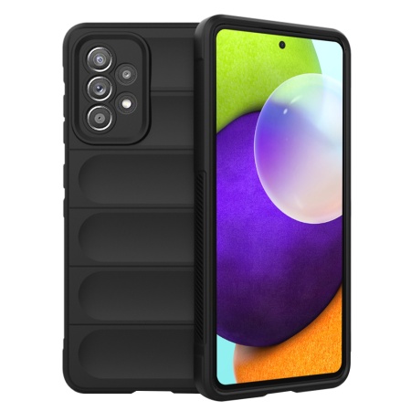 Husa pentru Samsung Galaxy A52 5G / Galaxy A52 4G / Galaxy A52s 5G, SKYDDAR INNOVATION, Magic Shield, din Silicon Mat, set cu sticker, Negru