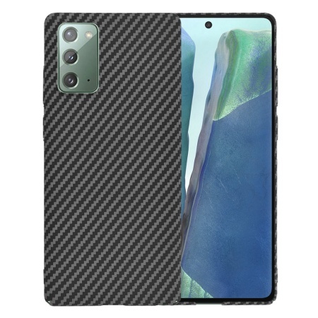 Husa pentru Samsung Galaxy Note 20 / Galaxy Note 20 5G, SKYDDAR INNOVATION, textura carbon, Carbonite FiberShell, set cu sticker, Negru,