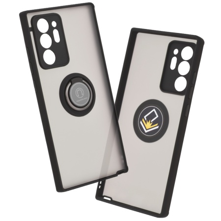 Husa pentru Samsung Galaxy Note 20 Ultra 5G / Galaxy Note 20 Ultra, SKYDDAR INNOVATION, Glinth cu Inel Rotativ 360° Magnetic, Negru, set cu sticker