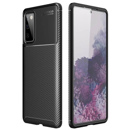 Husa pentru Samsung Galaxy S20 FE / Galaxy S20 FE 5G, SKYDDAR INNOVATION, CarbonFiber, Antisoc, Negru, set cu sticker