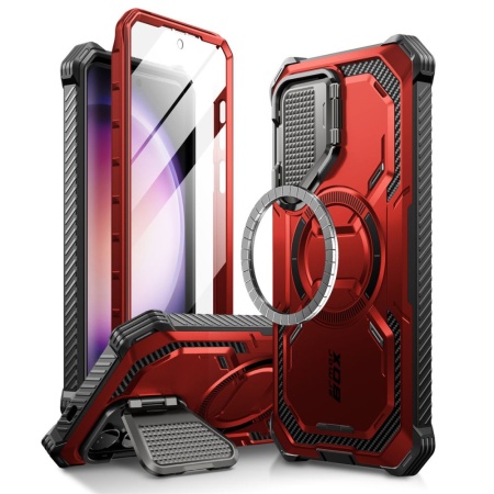 Husa pentru Samsung Galaxy S24, Kickstand, AntiSock, I-Blason Armorbox - Rosu