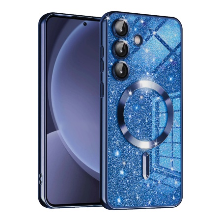 Husa pentru Samsung Galaxy S25 Design Antisoc, Fundal Detasabil 2-in-1, Protectie Superioara, Margini Ridicate, SKDR Glitter - Albastru