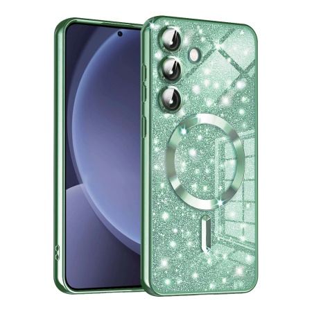 Husa pentru Samsung Galaxy S25 Design Antisoc, Fundal Detasabil 2-in-1, Protectie Superioara, Margini Ridicate, SKDR Glitter - Verde deschis