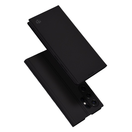Husa pentru Samsung Galaxy S25 Ultra, SKYDDAR INNOVATION, Magskin Book, tip Carte cu Portofel Interior, set cu sticker, Negru