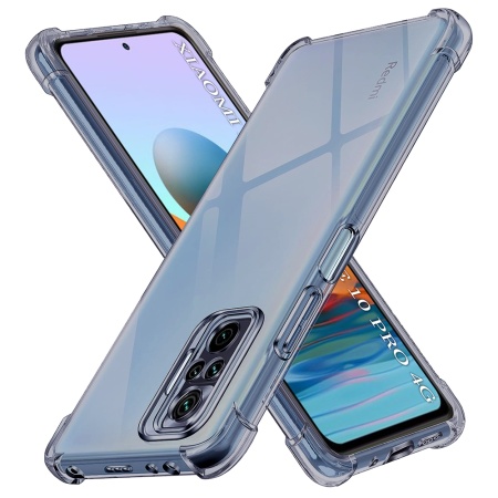 Husa pentru Xiaomi Redmi Note 10 Pro / Redmi Note 10 Pro Max, SKYDDAR INNOVATION, Shockproof Clear Silicone, Silicon Slim, set cu sticker, Fumuriu
