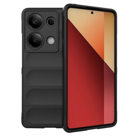 Husa pentru Xiaomi Redmi Note 13 Pro 4G / Poco M6 Pro 4G, SKYDDAR INNOVATION, Magic Shield, din Silicon Mat, set cu sticker, Negru
